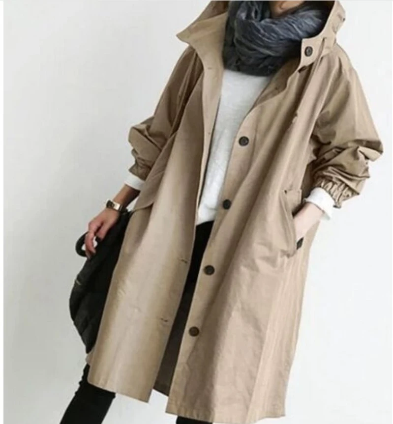 Oversized Women's Korean Style Slim Windbreaker Jacket. Stay stylish and protected from the wind with this lightweight a — photo 2