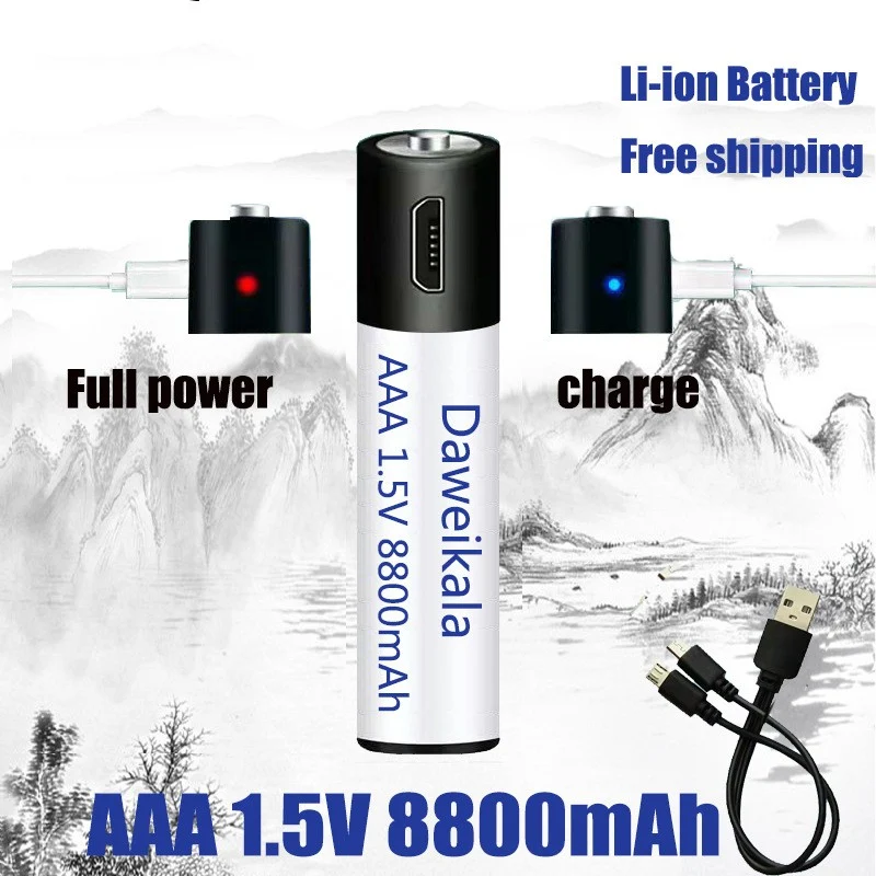 Title 3, New 15V AA AAA USB Rechargeable Battery Univers...