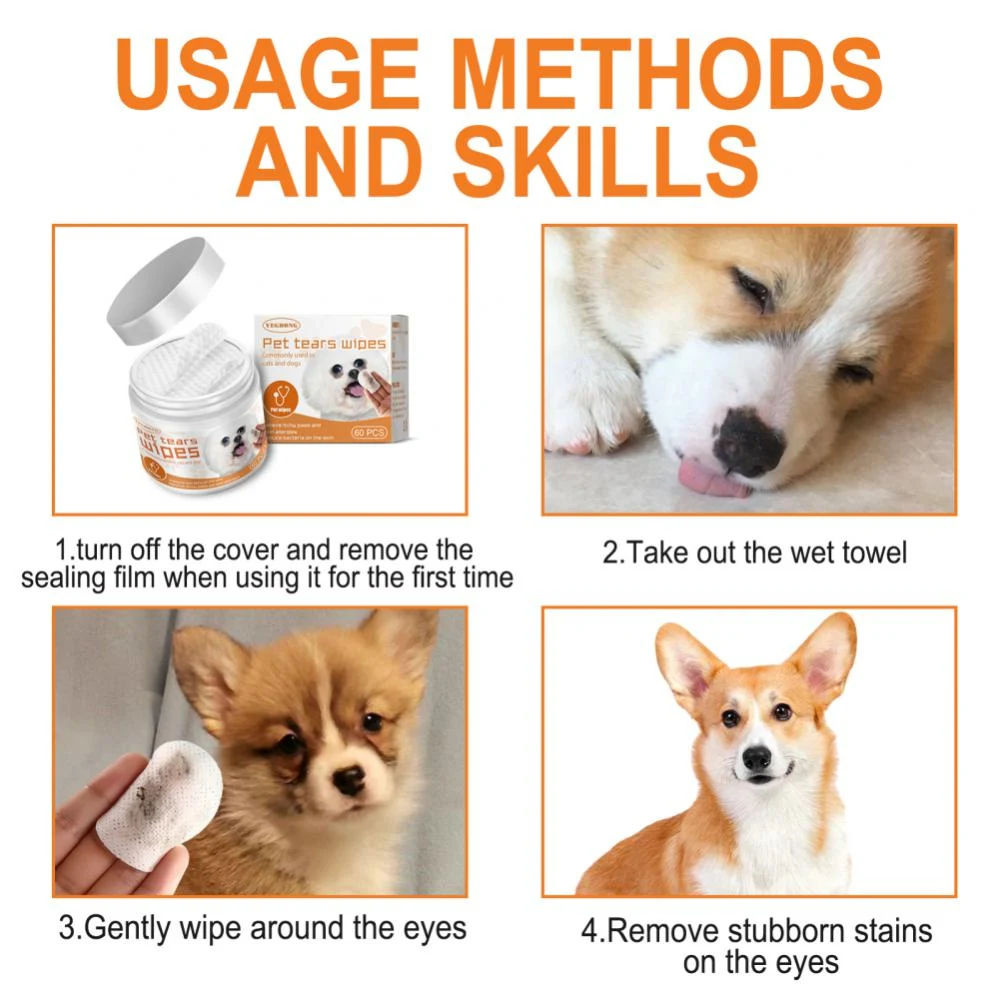 Title 5, 60Pcs/Box Pet Wet Wipes For Dog Cat Eye Cleaner...