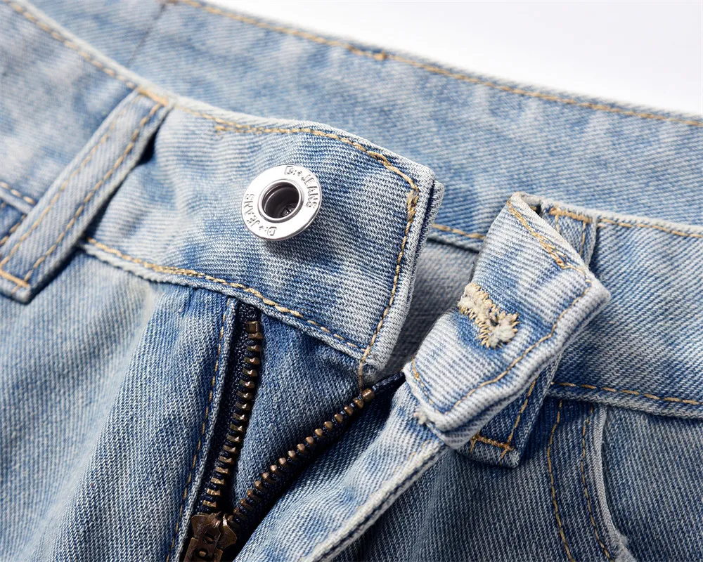 Title 2, Mens Ripped Washed White Denim Trousers. Moder...