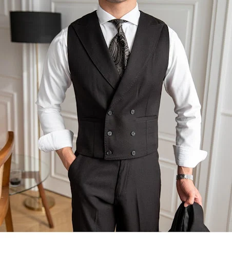 Title 2, Gilet autunnale da uomo doppiopetto slim fit ta...