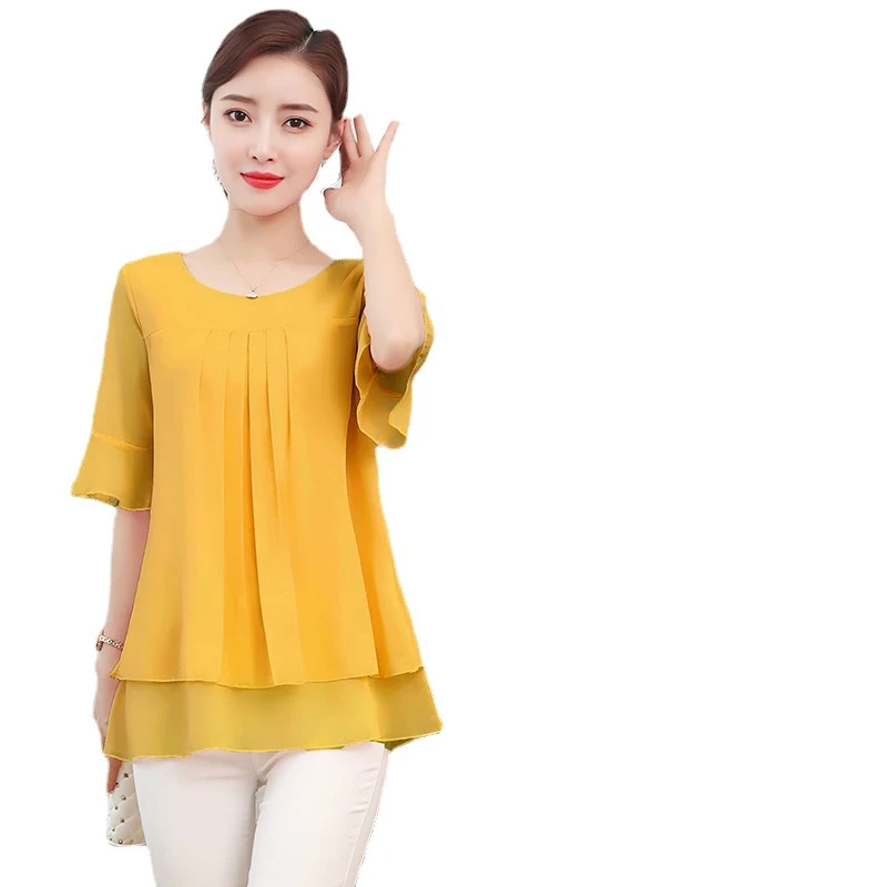 Women's Summer Plus Size Loose Top Chiffon Shirt, a comfortable and breezy option for warm weather, offering a relaxed f — photo 5