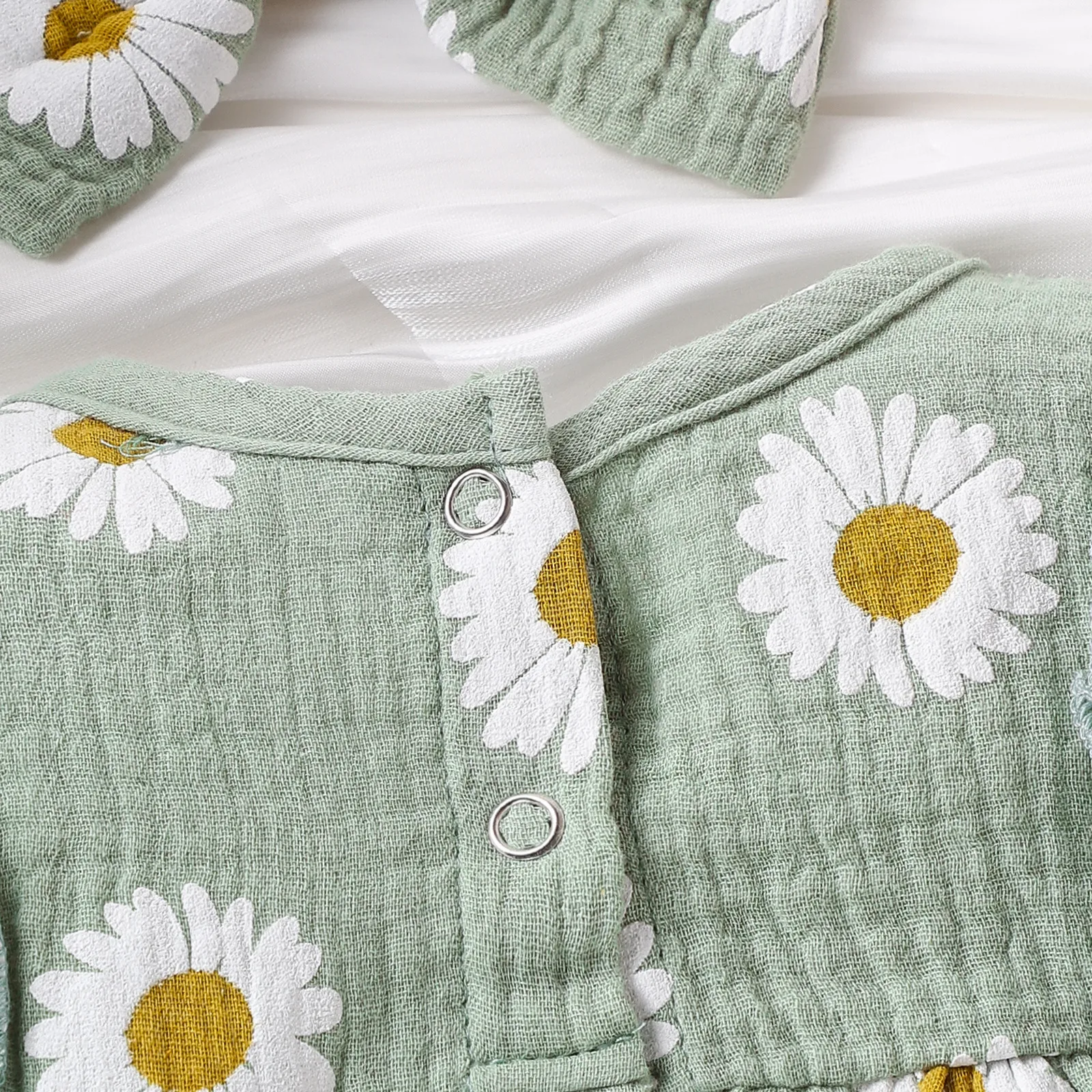Sommer Baby Mädchen Sonnenschein Fröhlicher Kleiner Sonnenblumen Dreifarbiger Romper Jumpsuit & Stirnband Outfit — foto 14