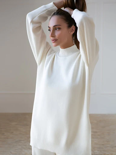 Title 4, Womens Solid Color Knitted Turtleneck Slit Swe...