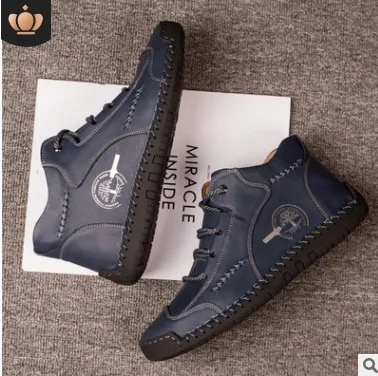 Title 3, Mens Casual Martin Boots Hand Stitched High To...