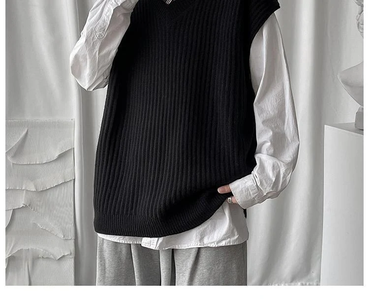 Title 4, Mens V-neck Sweater Plus Size Vest Knitted Aut...