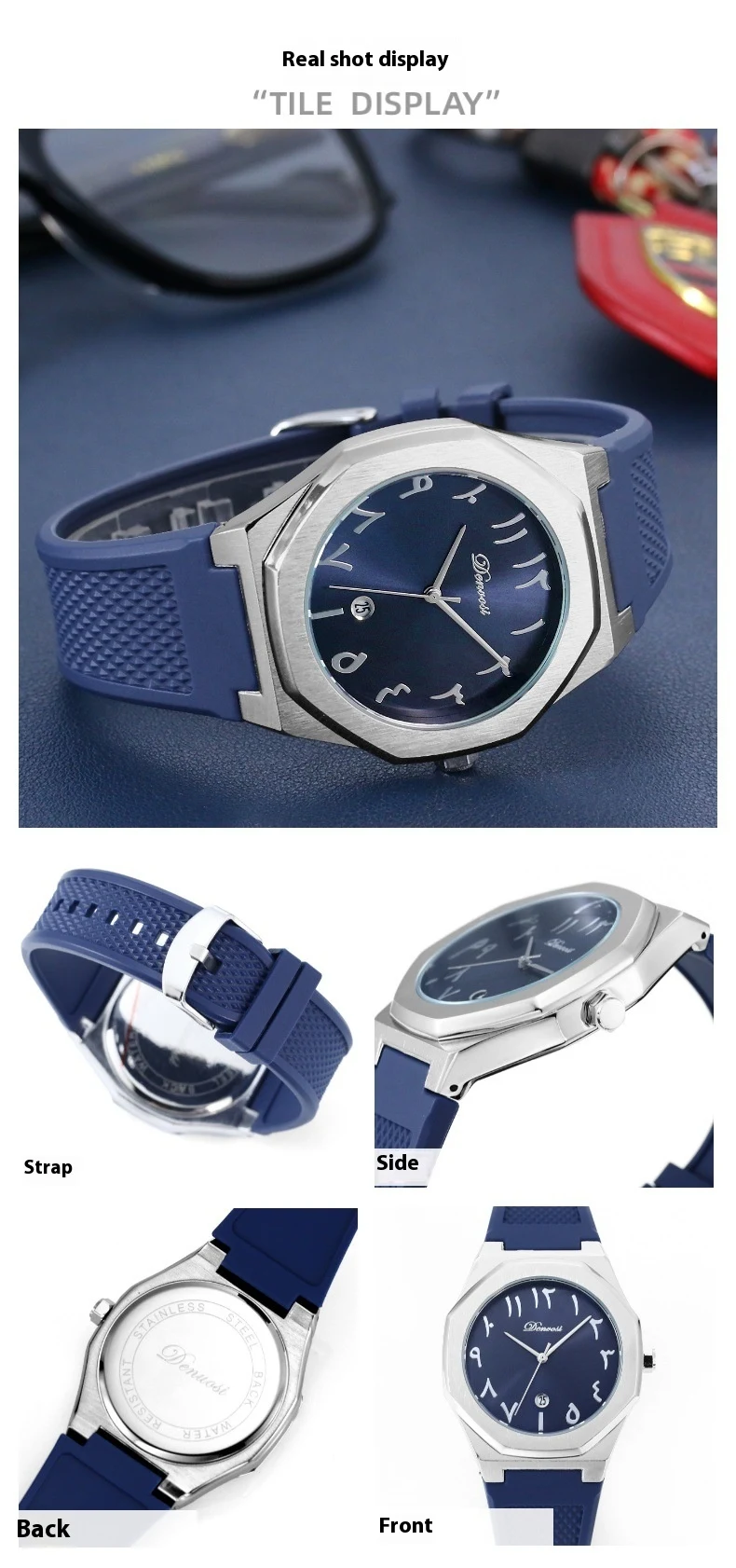 Title 8, Reloj Danfu de silicona para hombre, calendario...