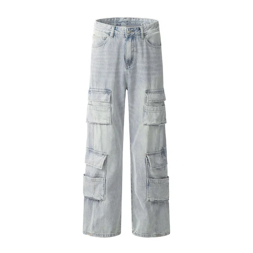 Title 3, Light Color Denim Overalls Mens Multi-pocket W...