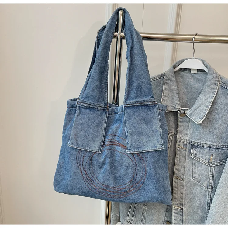 Title 7, Denim Retro Womens Shoulder Bag, Large Capacit...