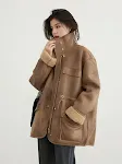 Women's Motorcycle Clothing Suede Lamb Wool Reverse Coat, a warm stylish riding and everyday wear coat, combining comfor — photo 13