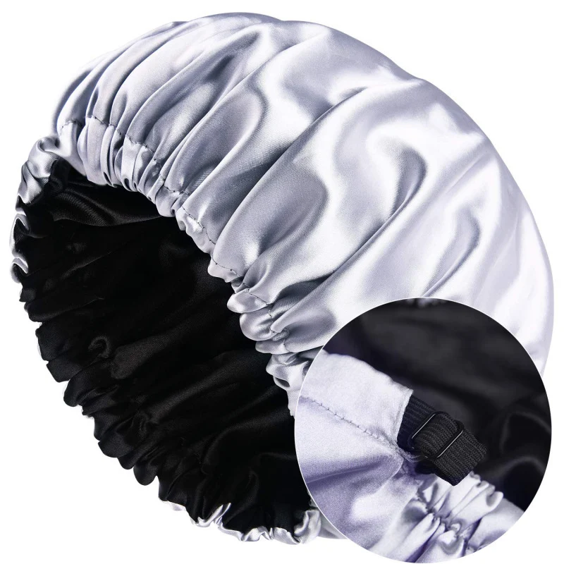 Title 6, Double-Layer Satin Night Cap for Women, Long Ha...