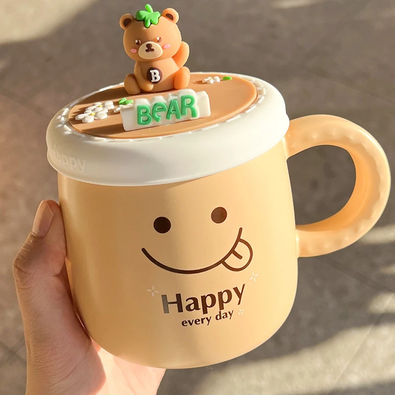 Women's Ceramic Mug With Lid, perfect for coffee or tea, keeps your drink warm and prevents spills, ideal for home or of — photo 4