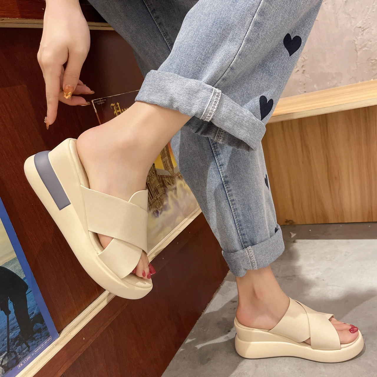Title 5, High-Heeled Sponge Cake with Open-Toed Cross Sa...