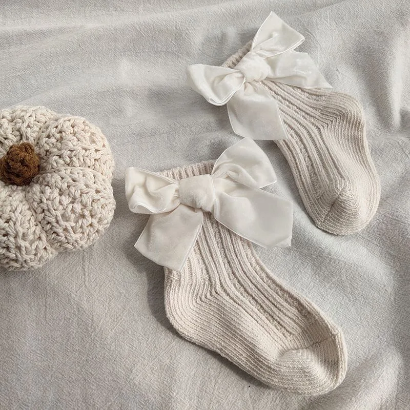 Title 7, Baby Bowknot Woolen Pure Color Tube Socks