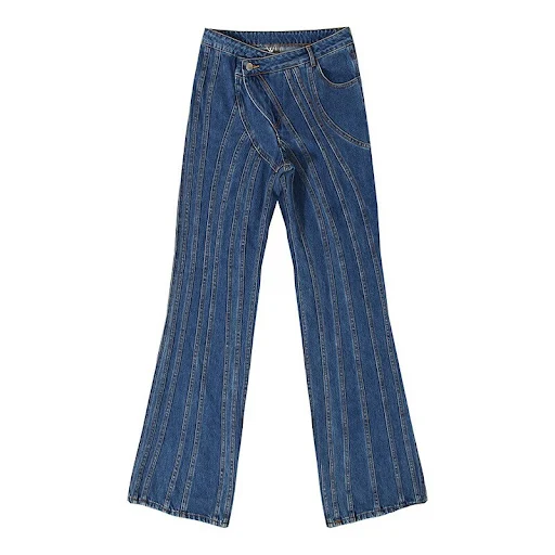 Title 4, Womens Jeans Spring New with irregular stripes...