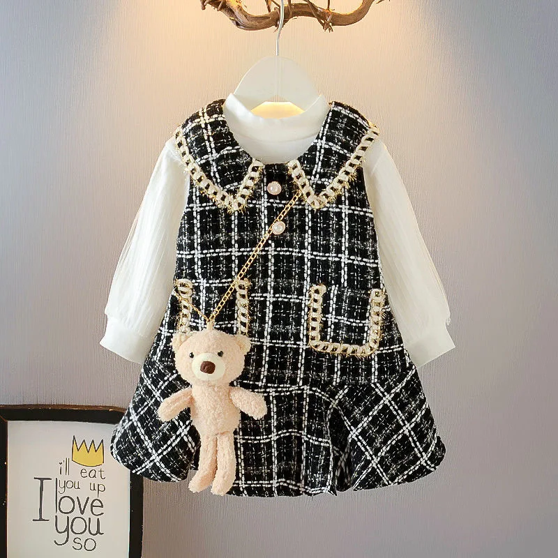 Title 3, Conjunto infantil outono Vestido coreano para b...