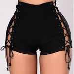 Shorts de mezclilla de cintura alta con vendaje lateral para mujer. Perfectos para un look moderno y elegante, realzan tu figura con comodidad y estilo. — foto 13