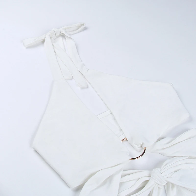 Title 17, Solid Color Straps Irregular Wear Halter Vest W...