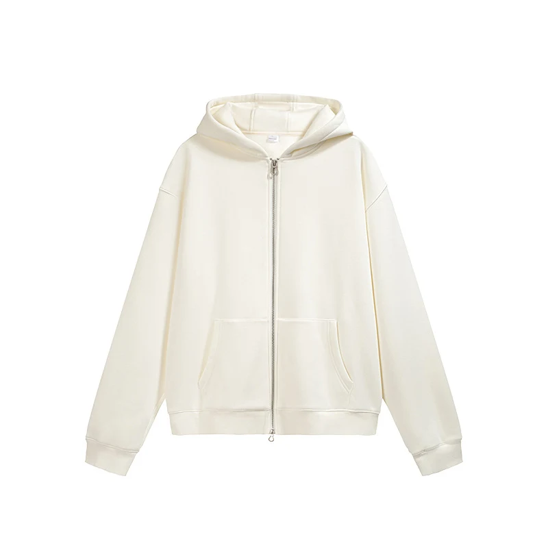 Flame Single-layer Fleece-lined Hooded Jacket Solid Color Double-headed Zipper. Comfortable, warm, and versatile jacket — photo 4
