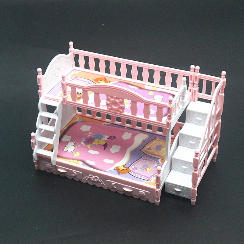 Cama Dupla de Princesa para Bonecas de 17cm Acessórios de Brinquedo Estimula a Imaginação e a Diversão das Crianças — foto 1