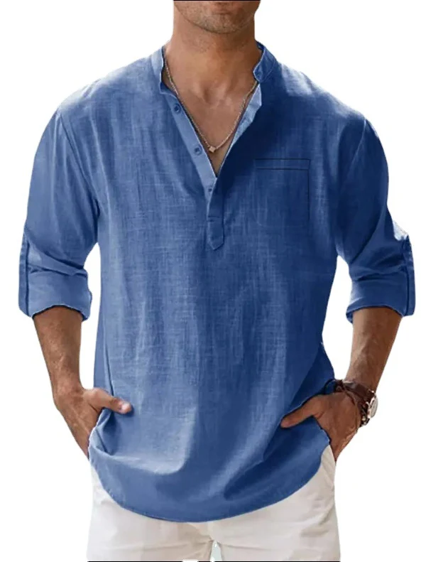 Title 3, Camisa masculina casual folgada com mangas comp...