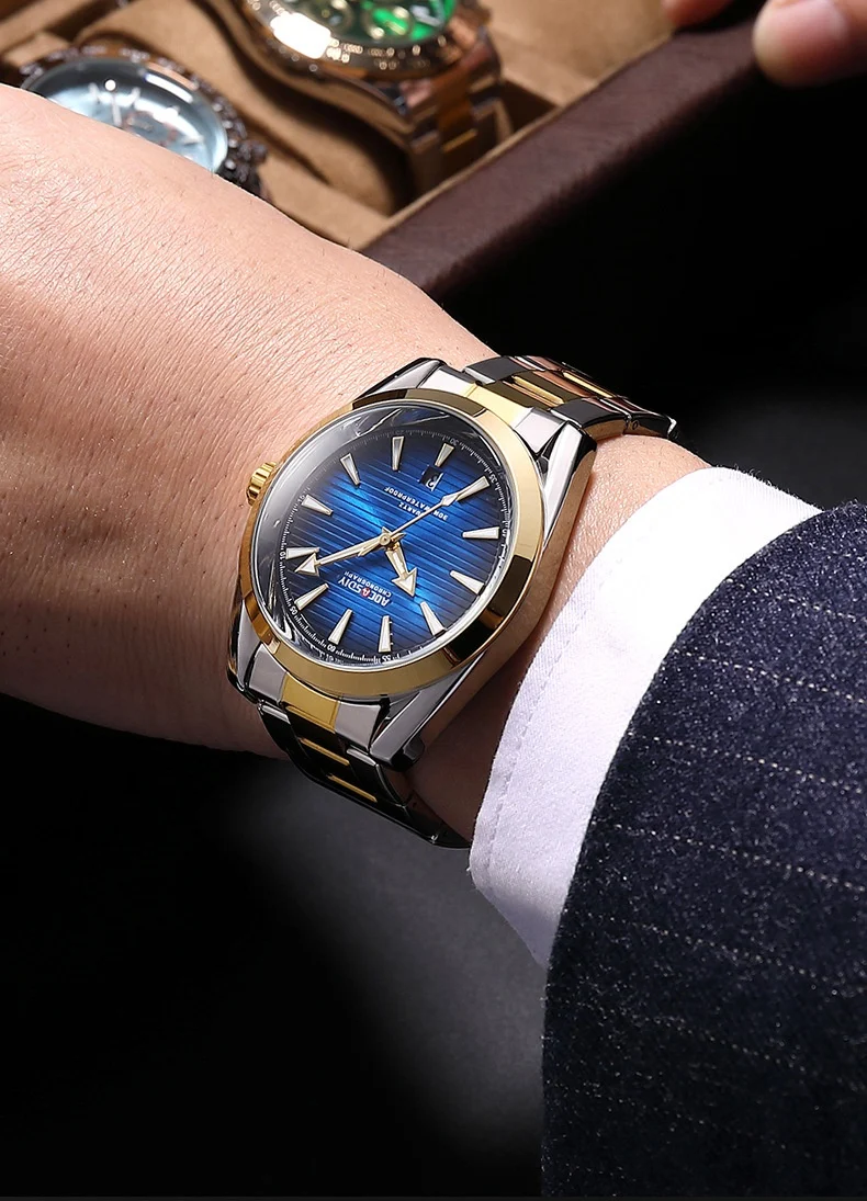 Relógio masculino clássico de negócios com quartzo, luminoso e à prova d'água. Design elegante e funcional para o homem moderno, ideal para trabalho e eventos. — foto 2