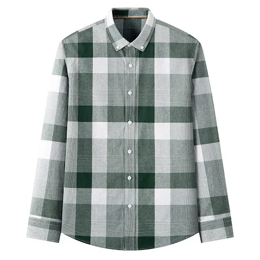 Title 4, New Cotton Mens Long-sleeved British Plaid Shi...