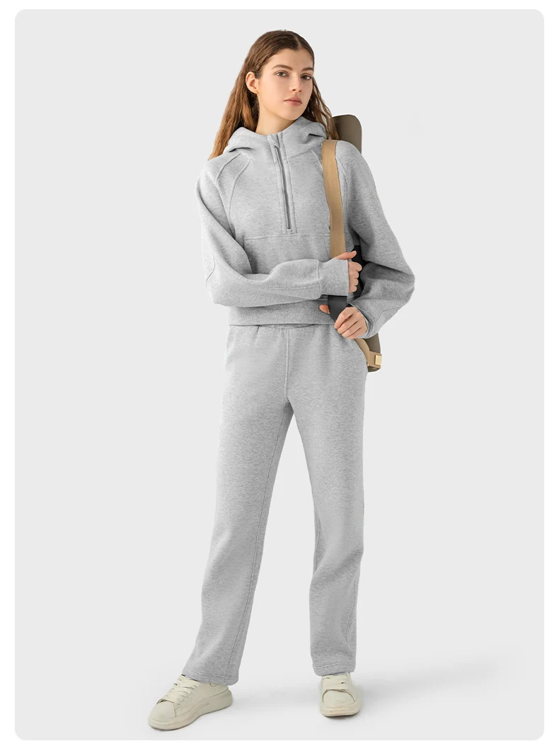 Title 12, Damen Hoodie mit halbem Reißverschluss, kurz, l...