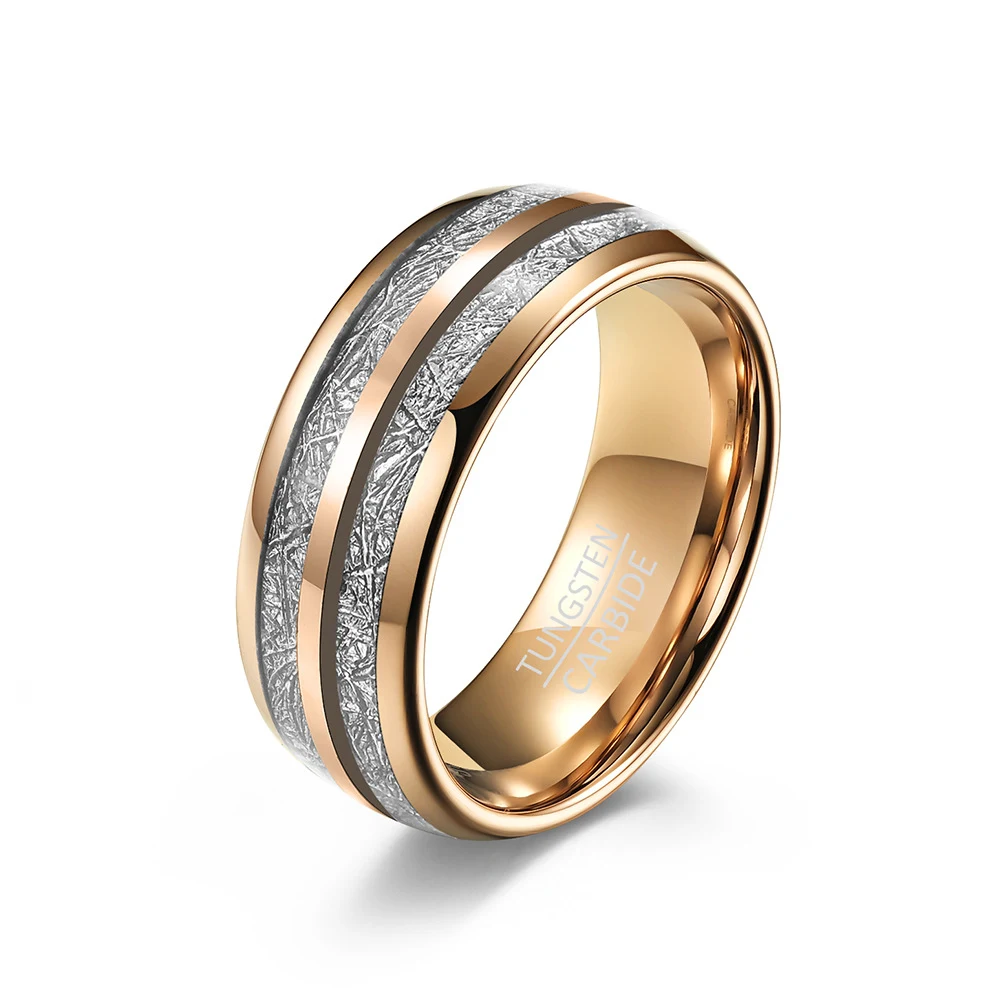 Anel de tungstênio com seda de gelo de fenda dupla para casais, masculino e feminino. Conforto e elegância, ideal para uso diário. — foto 4