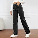Women's High Waist Straight Leg Denim Trousers in a Washed Light Color offer comfort and style, perfect for everyday wea — photo 3