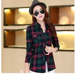 Camicia a quadri femminile ampia in stile coreano per studenti all-match all'esterno — foto 7