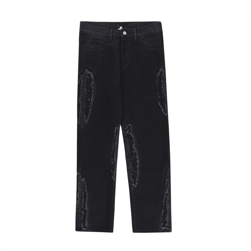 Pantaloni dritti strappati da uomo. Un look casual e alla moda, perfetti per un'uscita. Comodi e dallo stile unico. Scegli il tuo stile con noi. — foto 5