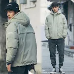 Japanese men's cotton coat jacket casual loose down cotton thickening trend bread coat, a warm and stylish outerwear opt — photo 2