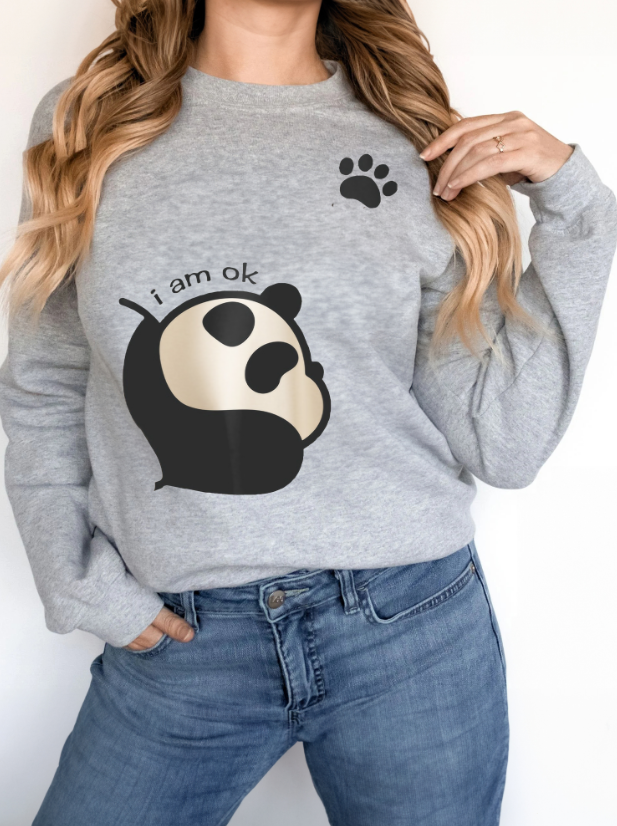Moletom feminino com estampa de panda de manga comprida — foto 4