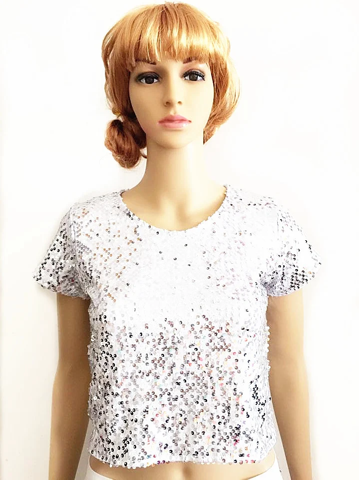 Title 2, Ladies Straight Stretch Sequin Short Sleeve T-...