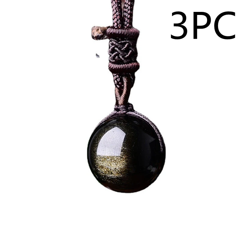 Colar Simples de Obsidiana Dourada com Pingente de Cristal Natural Joia da Moda Um Toque Elegante e Sofisticado Para Seu Visual — foto 2