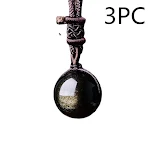 Colar Simples de Obsidiana Dourada com Pingente de Cristal Natural Joia da Moda Um Toque Elegante e Sofisticado Para Seu Visual — foto 2