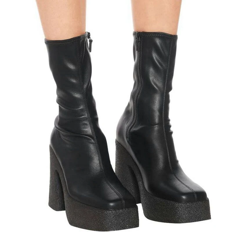 Botas longas de cano fino estilo britânico com salto alto plus size, perfeitas para um visual elegante e moderno. — foto 4