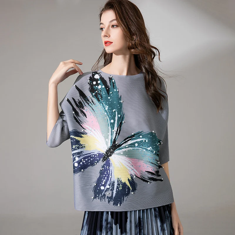 Title 2, Womens Summer Butterfly Print Top Casual Loose...