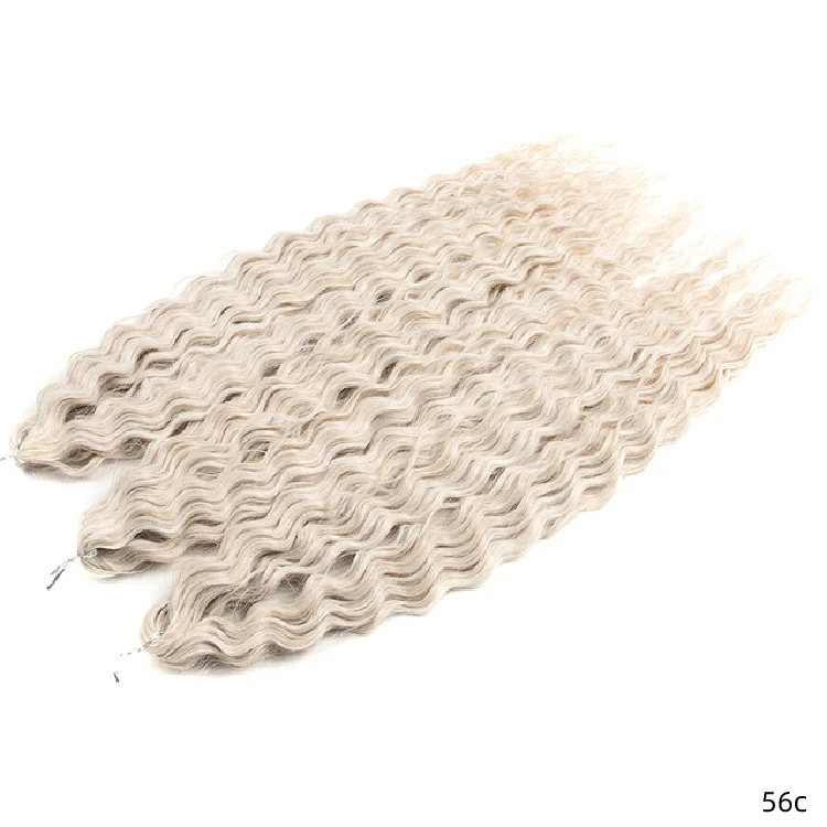 Extensões de cabelo com cachos crochet ondulados efeito água de fibra química, fáceis de instalar e com visual natural. — foto 16