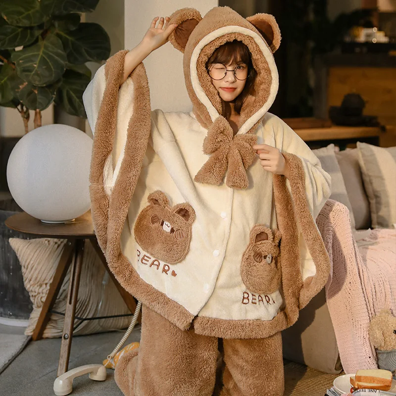 Title 2, Womens Cape Plush Coral Velvet Pajamas