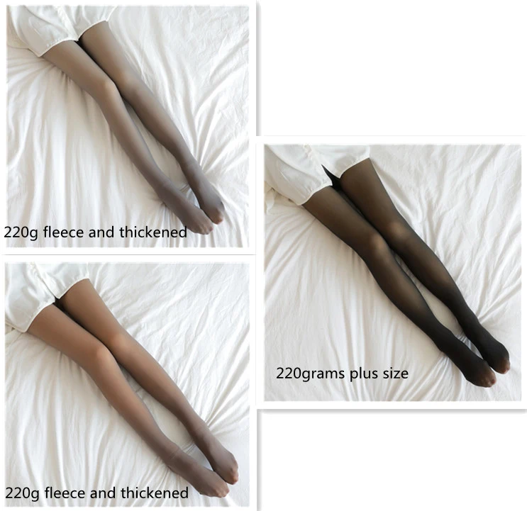 Title 15, Fake Translucent Plus Size Leggings Fleece Line...