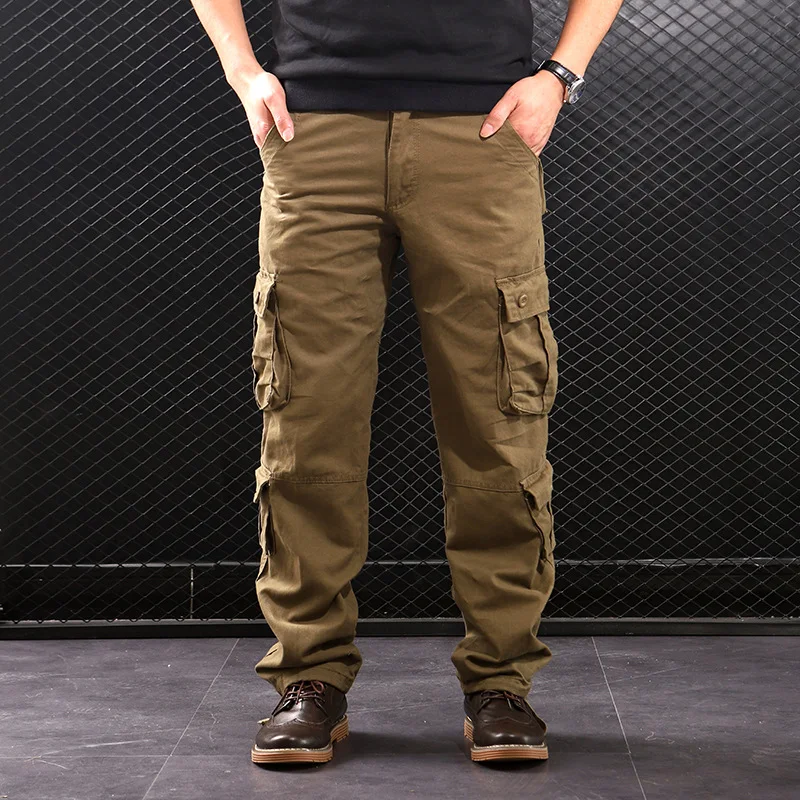 Title 4, Middle-aged Straight Leg Multi-pocket Cargo Tro...