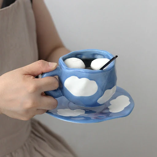 Title 5, Blue Sky and White Clouds Coffee Cup and Saucer...