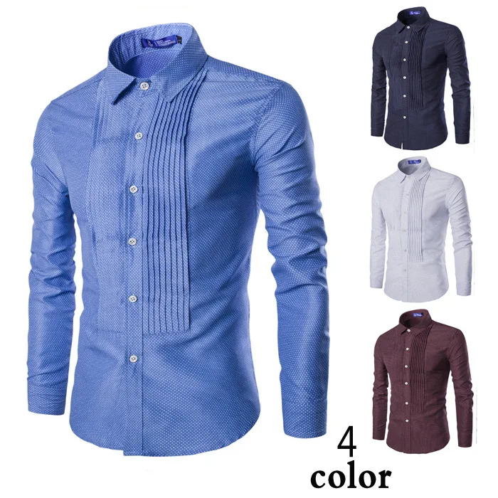 Title 4, Palace Style Pleated Long-Sleeved Shirt Classic...
