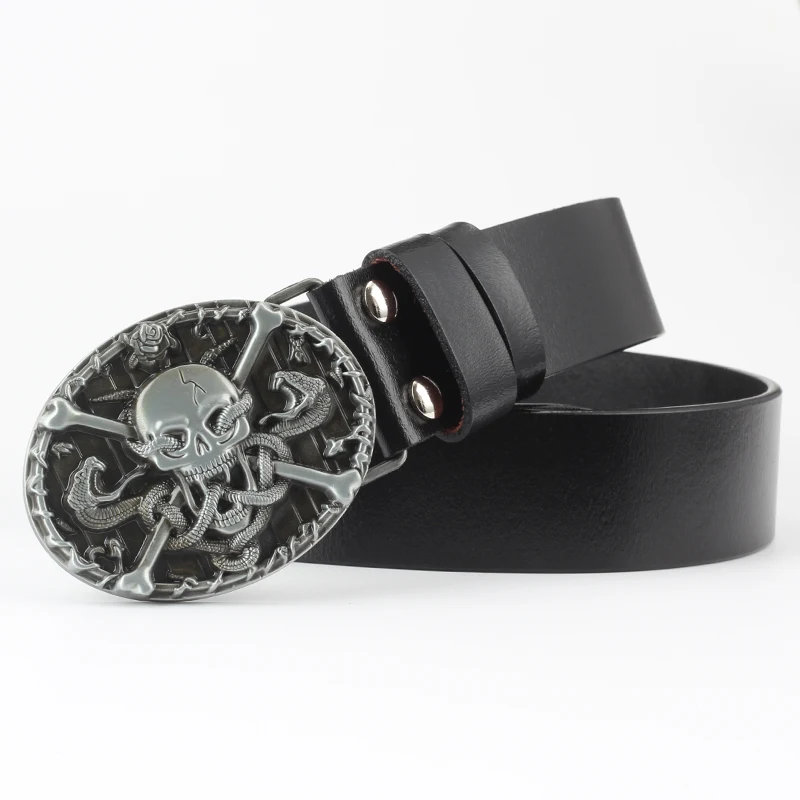 Title 11, Leisure Skull Decoration Belt Pure Leather Styl...