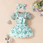 Conjunto de verão para bebê menina, top de manga curta e saia suspensa floral com frutas, casual, ideal para dias quentes e ensolarados. — foto 9