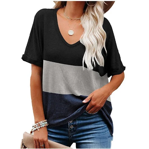 Title 3, Top corto pullover abbinato a colori da donna a...