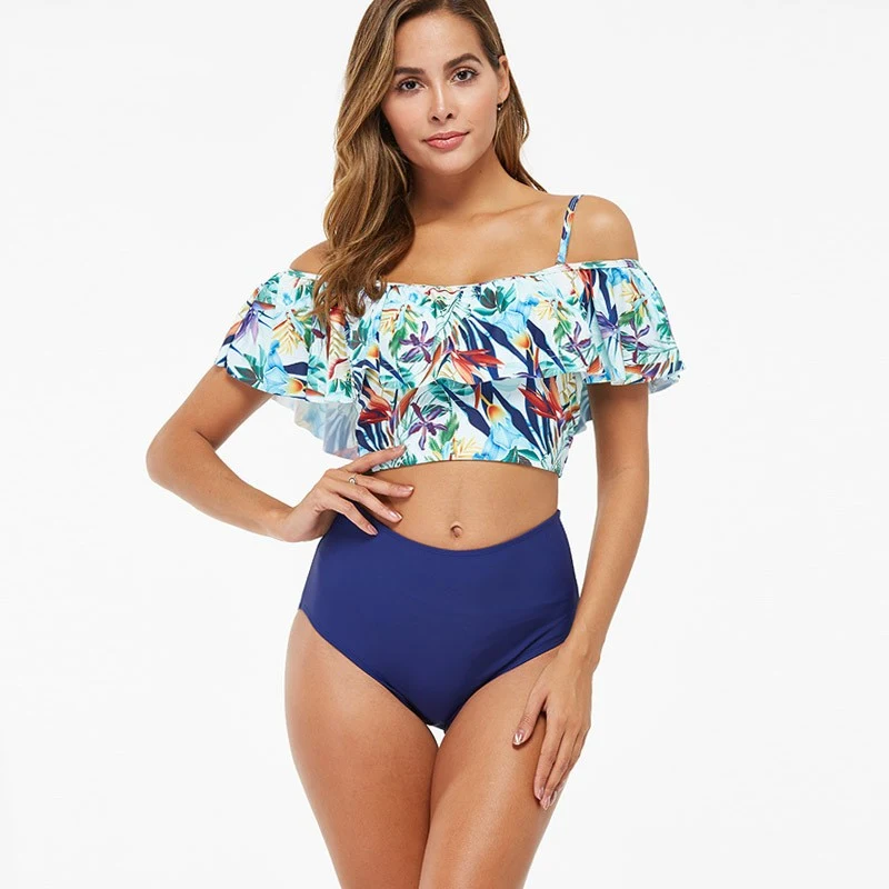 Title 5, Womens High-Waisted Belly Covering Printed Swi...