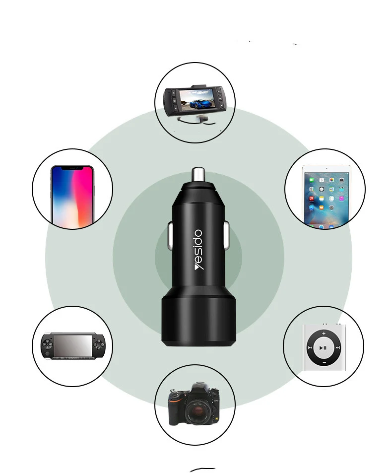 Title 4, Dual USB car charger with fast charging capabil...
